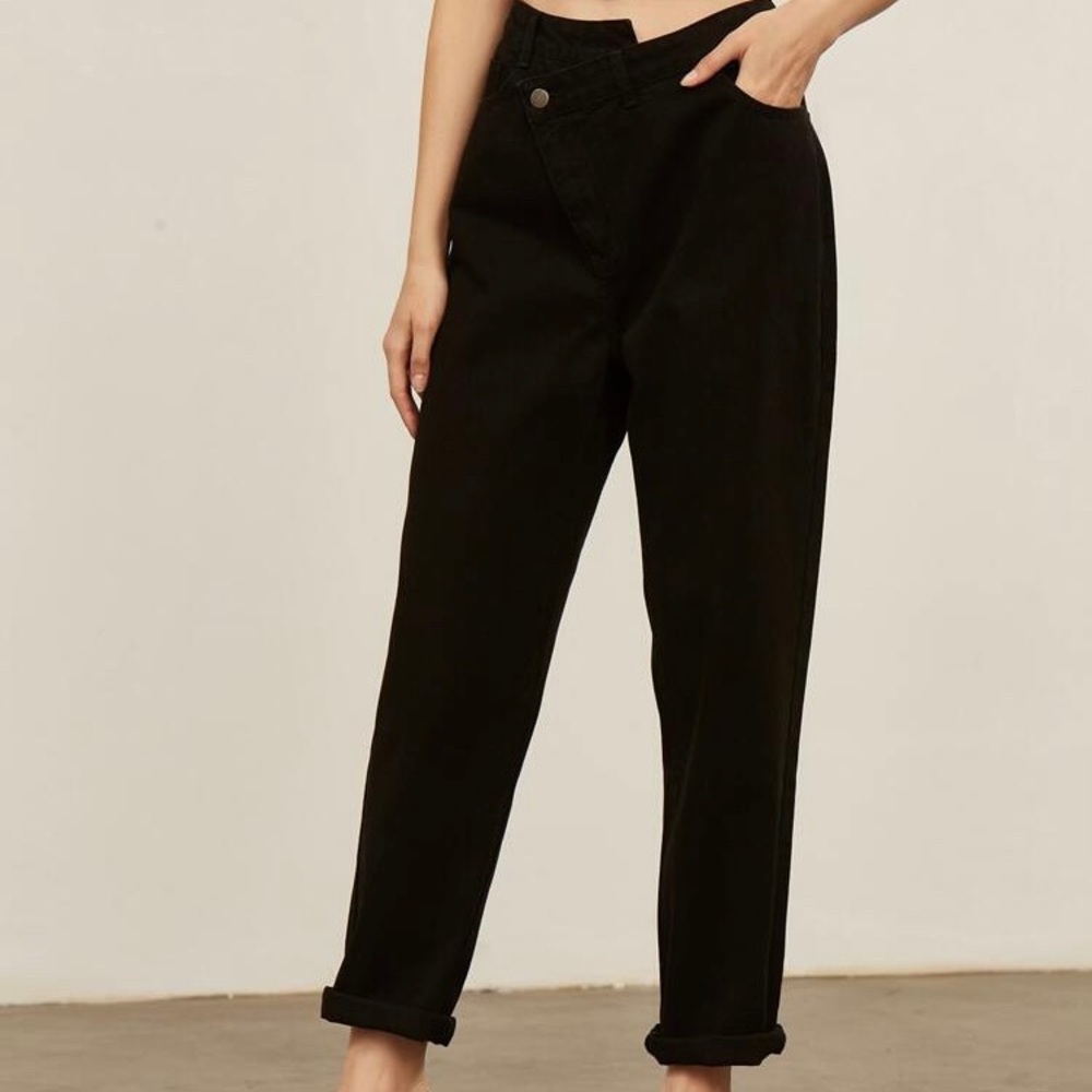 Shein asymmetrical waist wide leg jeans